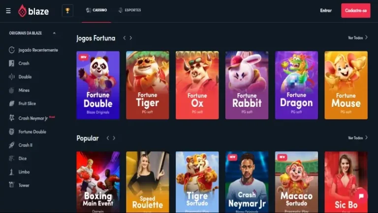 Página de casino da Blaze
