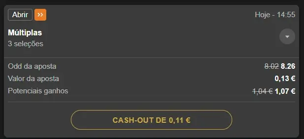 Cash Out disponível na ESC Online