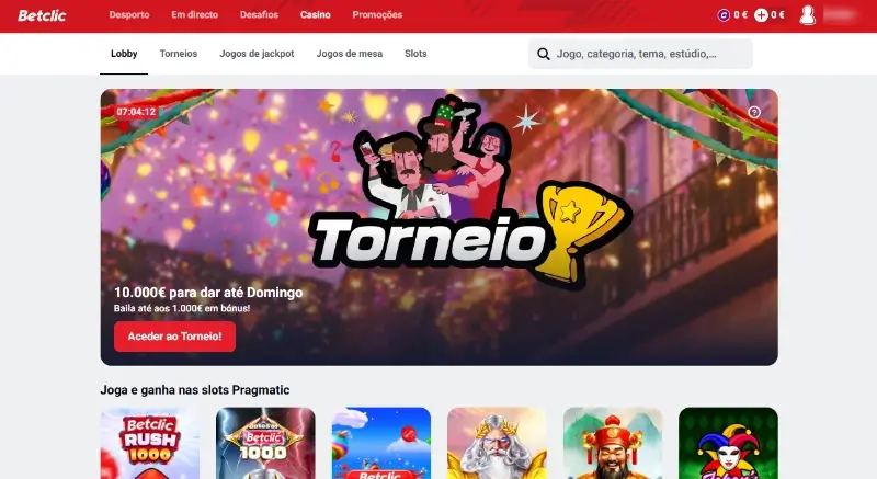 Página de casino na Betclic