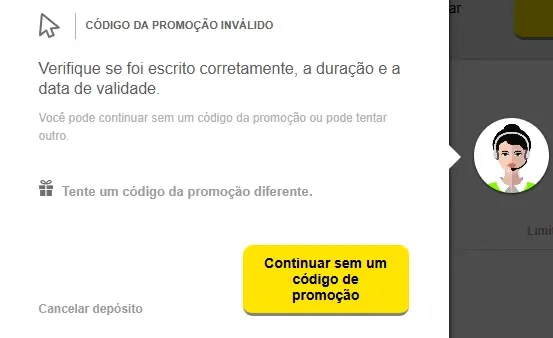 Erro de código inválido no 888 Casino