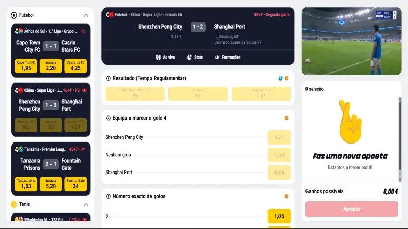 Página da Betclic TV