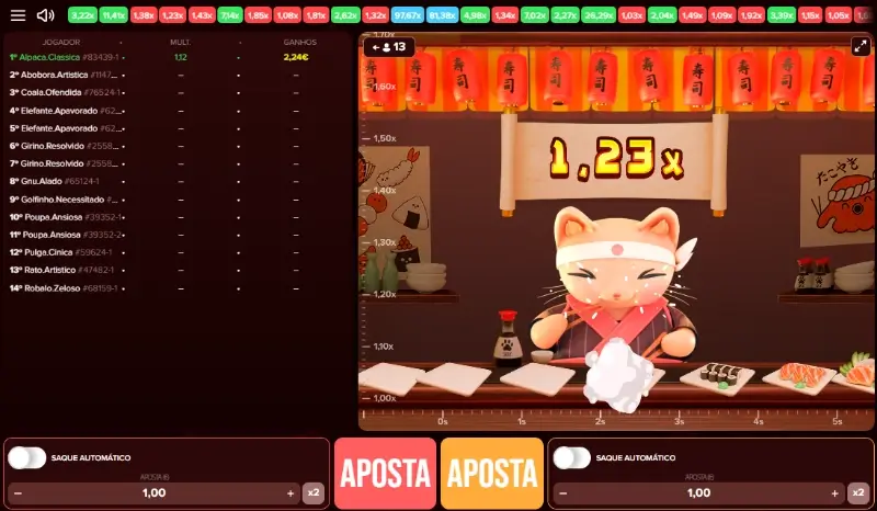 Jogo crash Wasabi Whiskers no casino da ESC Online