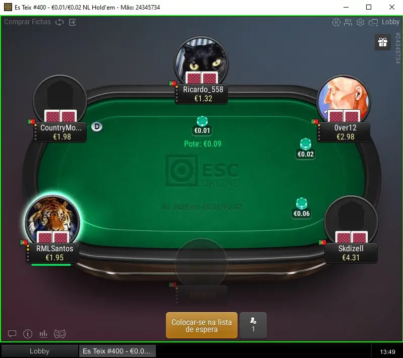 Mesa de poker na ESC com o formato de cash