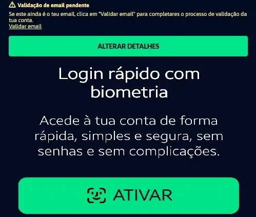 Configurações de login na Solverde