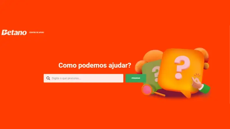 Página de ajuda ao cliente da Betano