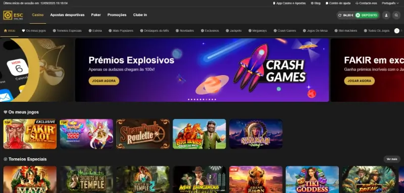 Págino de casino da ESC Online