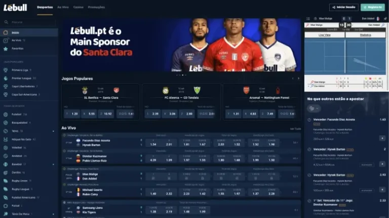 Página de apostas desportivas da LeBull
