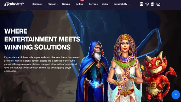 Página inicial da Playtech