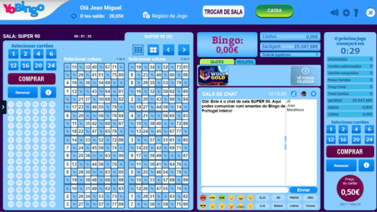 Jogo de bingo no YoBingo