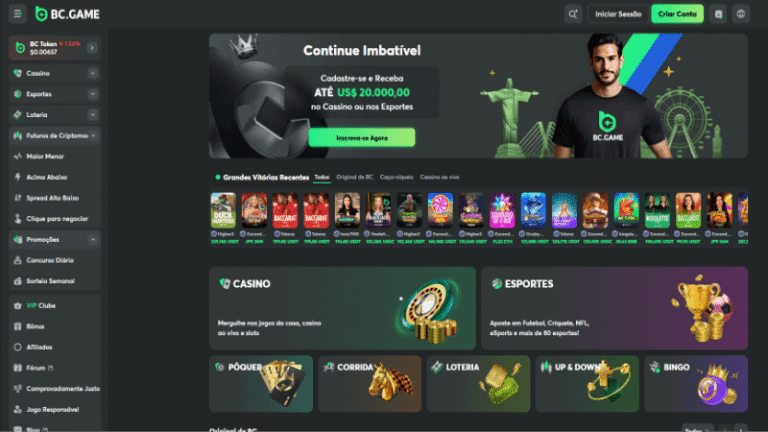 Homepage da BC.Game